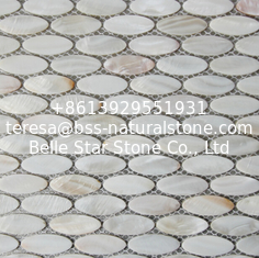 China Handmade Beautiful Sea shell Wall Mosaic Freshwater Sea Shell Mosaic Oval Shape 15x28mm supplier