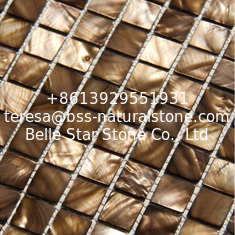 China Handmade Beautiful Sea shell Mosaic Freshwater Sea Shell Wall Mosaic Bronze Color 20x20mm supplier