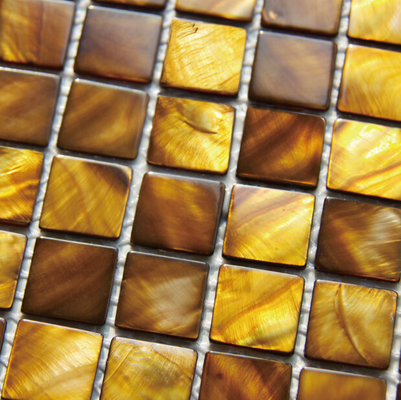 China Handmade Beautiful Sea shell Mosaic Freshwater Shell Mosaic Golden Bronze Color 20x20mm supplier