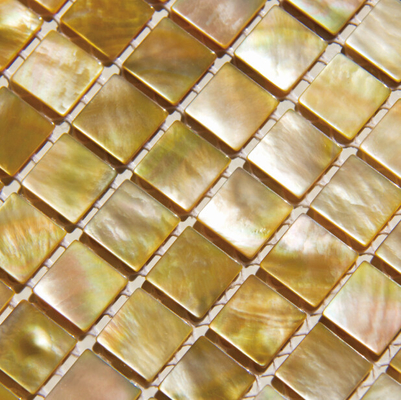 China Handmade Beautiful Sea shell Mosaic Yellow Butterfly Shell Mosaic Square Pieces 15x15mm supplier
