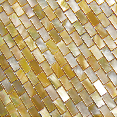 China Handmade Beautiful Sea shell Mosaic Yellow Butterfly Shell Mosaic Square Pieces 10x20mm supplier