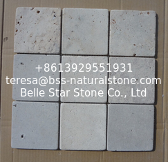 China Natural Stone Mosaic China White Travertine Mosaic with Tumbled Finish for Wall Decoration supplier