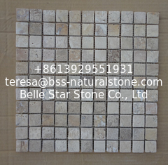 China Chinese Tumbled White Travertine Mosaic Wall Decoration China Travertine Mosaic Pattern supplier