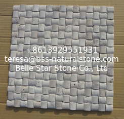 China Natural Stone Mosaic China White Travertine Mosaic with Convex Surface for Wall Decoration supplier