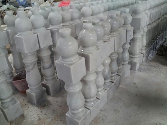 China Balcony Baluster Guangxi White Marble Balustrade China Carrara Marble Staircase Railings supplier