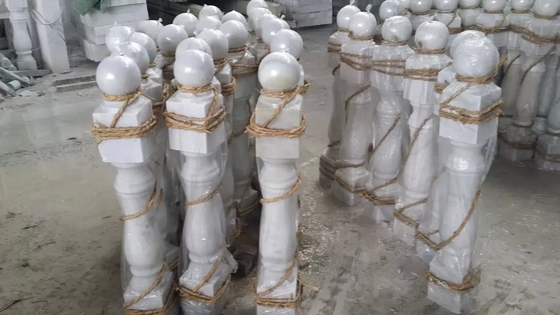 China Stone Baluster Guangxi White Marble Balustrade China Carrara Marble Railing Staircase Rail supplier