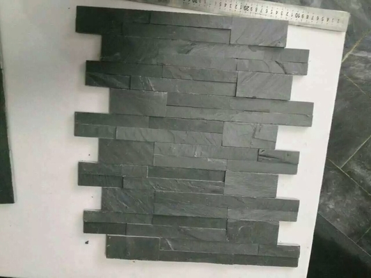 China Black Slate Ledgestone Panel Slate Cultured Stacked Stone Veneer Stone Cladding 10x45cm supplier
