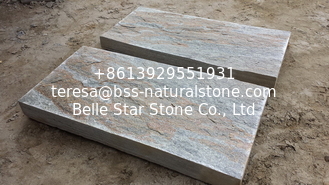 China Green Rustic Quartzite Kerbstone Natural Stone Steps Quartzite Stone Driveway Quartzite Tiles &amp; Pavers supplier