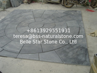 China Black Slate Medallion Designed Square Pattern Plaza Floor Slate Paving Stone supplier