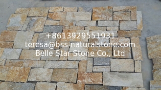 China Yellow Slate Field Stone Natural Slate Random Flagstone Slate Stone Cladding supplier