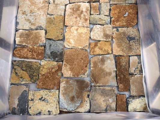 China Yellow Slate Stone Cladding Split Face Slate Wall Tiles Random Stone for Wall supplier