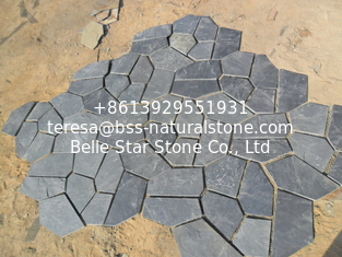 China Black Slate Flagstone Natural Slate Flagstone Patio Stones Flagstone Pavers Walkway Wall Cladding supplier