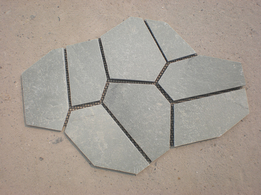 China Grey Split Face Slate Flagstone Patio Natural Slate Meshed Flagstone Exterior Wall Stone supplier