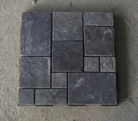 China Riven Black Slate Flagstone Mosaic Natural Slate Paving Stone Exterior Slate Stone Flooring supplier