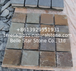 China Rusty Split Face Slate Flagstone Driveway Natural Slate Paving Stone Exterior Flagstone Walkway supplier