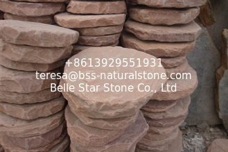 China Red Sandstone Garden Stepping Stone Tumbled Sandstone Paving Stone Exterior Landscaping Stone supplier