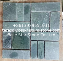 China Green Slate Mosaic Natural Stone Mosaic Green Slate Wall Mosaic Slate Floor Mosaic Pattern supplier
