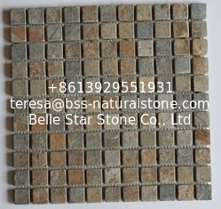 China Rusty Slate Stone Mosaic Natural Mosaic Pattern Wall Slate Mosaic Floor Tiles supplier