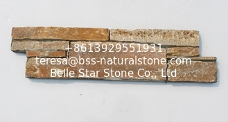 China Beige Quartzite Z Cladding Natural Stone Veneer Cemented Culture Stacked Stone Yellow Ledgestone supplier