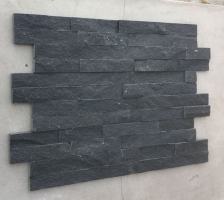 China Black Quartzite Z Stone Cladding Fireplace Stone Veneer Quartzite Stacked Stone Natural Stone Panel supplier
