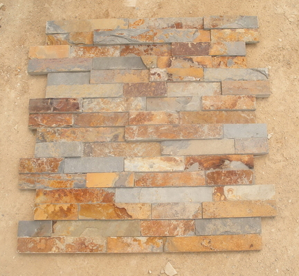 China Rusty Slate 3D Ledgestone Multicolor Slate Fireplace Stone Cladding Natural Thin Stone Veneer supplier