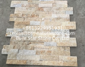 China Light Yellow Jade Quartzite Culture Stone,Natural Thin Stone Veneer for Wall,Indoor Wall Ledgestone supplier