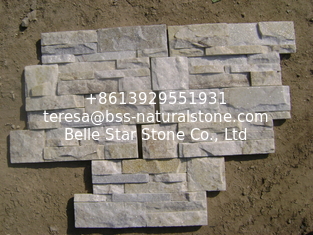 China Off-White Quartzite Thin Stone Veneer,Ivory Quartzite Culture Stone,18x35 S cut Stone Cladding supplier