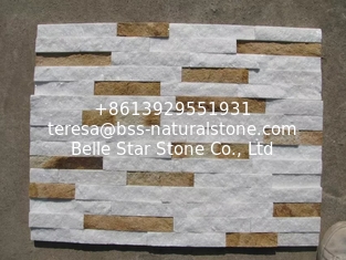 China White Quartzite Mixed Yellow Sandstone Ledgestone,Culture Stone Veneer, Outdoor Stone Cladding supplier
