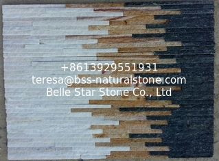 China White Quartzite Yellow Sandstone Black Quartzite Waterfall Shape Ledgestone,Retaining Wall Panel supplier