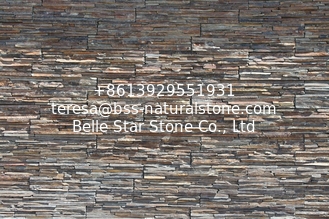 China Slim Strip Rusty Slate Ledgestone, Slate Cemented Culture Stone,Thick Real Stacked Stone for Wall supplier