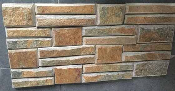 China Rustic Quartzite of Beveled Edges Stone Panel,Indoor Multicolor Stacked Stone,Outdoor Stone Veneer supplier