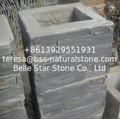 China Black Slate Column,Natural Stone Pillar,Ledgestone Pillar,Charcoal Stone Postbox,Gate Black Pillar supplier