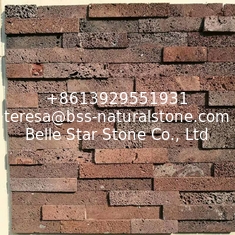 China Red Lava Stacked Stone,Basalt Culture Stone Veneer,Volcany Stone Wall Panel,Lava Ledgestone supplier