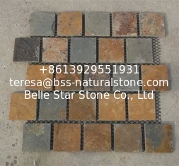 China Multicolor Slate Mosaic,Natural Stone Mosaic Pattern,Rust Slate Mosaic Wall Tiles,Interior Stone Mosaic supplier