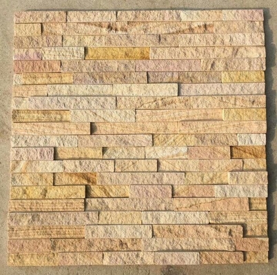 China Yellow Wooden Sandstone Stacked Stone,Yellow Stone Thin Veneer,Sandstone Ledgestone,Yellow Wall Cladding supplier