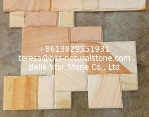 China Multicolor Sandstone Mushroom Face Wall Cladding,Sandstone Wall Tiles,Sandstone Wall Panels supplier