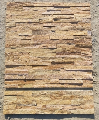 China Golden Yellow Quartzite Culture Stone,Split Face Stacked Stone,Natural Stone Cladding,Thin Stone Veneer,Wall Stone Panel supplier