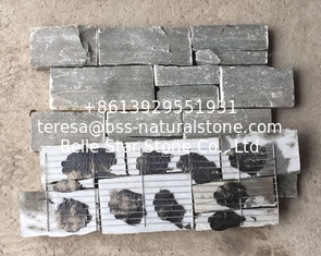 China Grey Slate Zclad Stacked Stone Backed Steel Wire,Riven Slate Stone Cladding,Outdoor Stone Wall Panels,Natural Stone Vene supplier