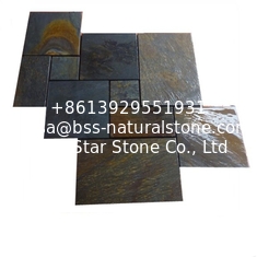 China Chinese Multicolor Riven Slate Pavers,Rusty Slate Patio Stones,Rust Cleft Slate Paving Stone,Slate Walkway Patios supplier