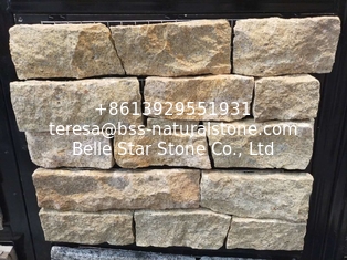 China Giallo Atlantide Marble Stone Veneer with Steel Wire Back,Marble Ledger Stone Cladding supplier